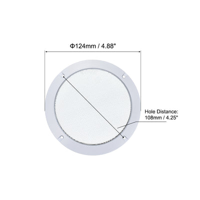 Harfington Uxcell 2Stk. 4" Lautsprechergrill Masche Dekorativ Kreis Tieftöner Schutz Abdeckung Audio Zubehör Weiß