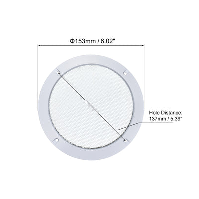 Harfington Uxcell 5" Montagebohrung Diagonalabstand Lautsprechergrill Masche Dekorativ Kreis Tieftöner Schutz Abdeckung Audio Zubehör Weiß