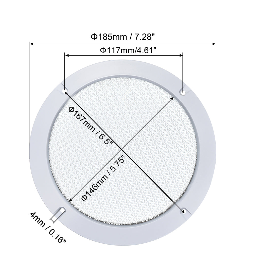 uxcell Uxcell 2Stk. 6.5" Montagebohrung Diagonalabstand Lautsprechergrill Masche Dekorativ Kreis Tieftöner Schutz Abdeckung Audio Zubehör Weiß