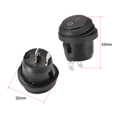 Harfington Uxcell Boat Rocker Switch Black Round Waterproof Toggle Switches for Boat Car Marine ON/OFF AC 250V/6A 125V/10A 2pcs