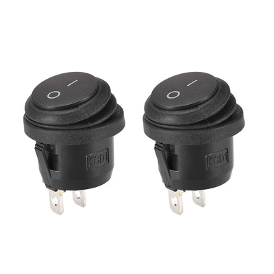 Harfington Uxcell Boat Rocker Switch Black Round Waterproof Toggle Switches for Boat Car Marine ON/OFF AC 250V/6A 125V/10A 2pcs