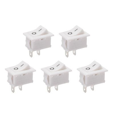 Harfington Uxcell Mini Boat Rocker Switch White Toggle Switch ON/OFF AC 250V/6A 125V/10A 5pcs