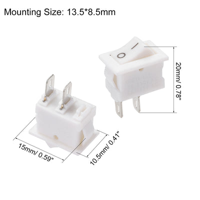 Harfington Uxcell Mini Boat Rocker Switch White Toggle Switch for Boat Car Marine ON/OFF AC 250V/3A 125V/6A 10pcs