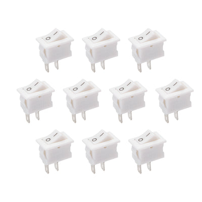 Harfington Uxcell Mini Boat Rocker Switch White Toggle Switch for Boat Car Marine ON/OFF AC 250V/3A 125V/6A 10pcs