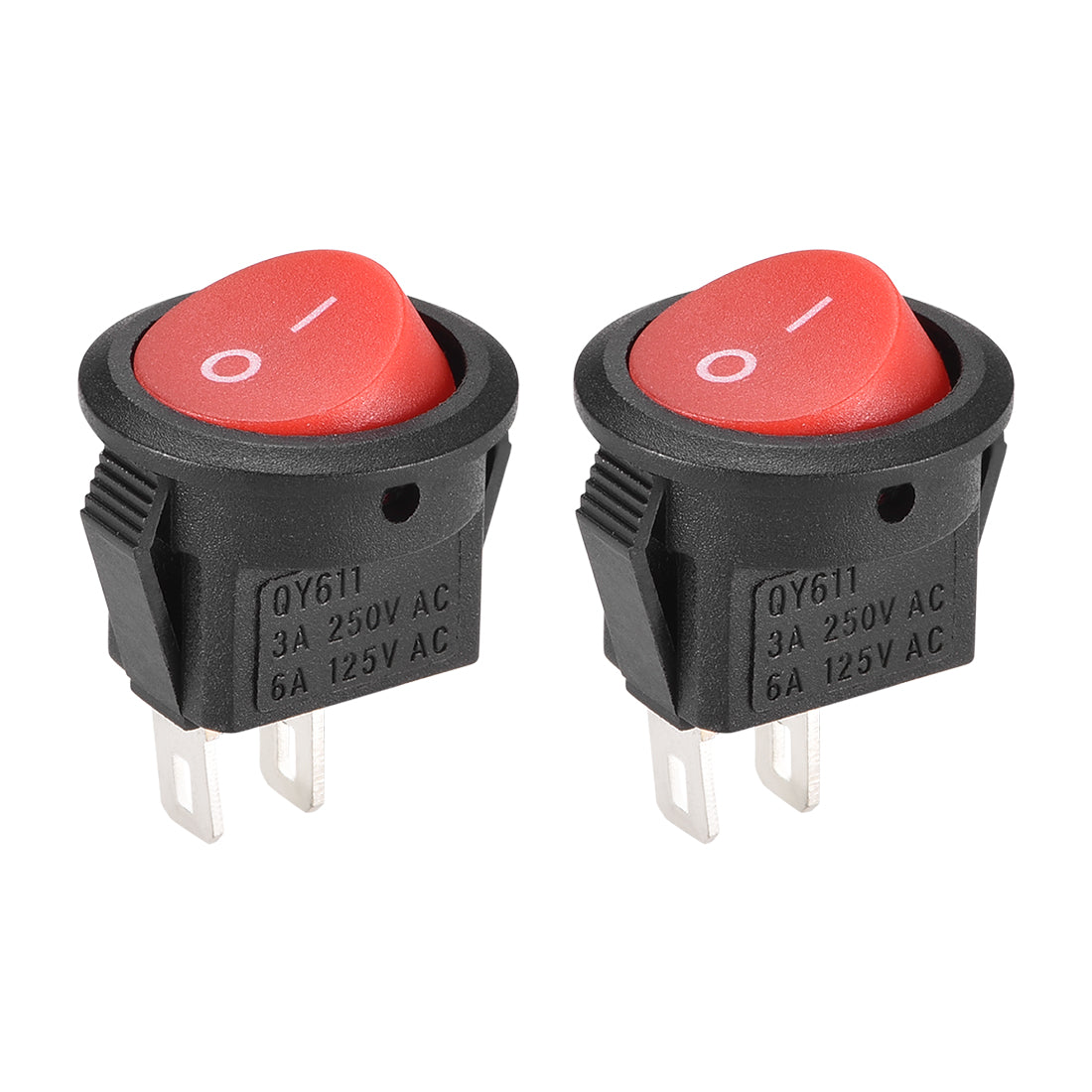 uxcell Uxcell Mini Boat Rocker Switch Round Toggle Switch Red for Boat Car Marine 2pins ON/OFF AC 250V/3A 125V/6A 2pcs