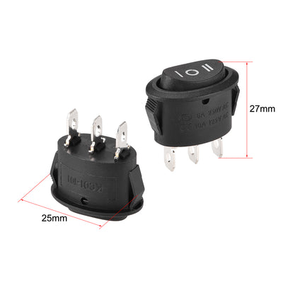 Harfington Uxcell Boat Rocker Switch Oval Toggle Switch for Boat Car Marine 3pins ON/OFF/ON AC250V/6A 125V/10A 2pcs