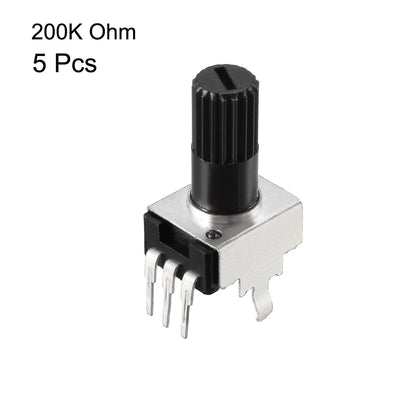 Harfington Uxcell Potentiometer 200K Ohm Variable Resistors Single Turn Rotary Carbon Film 5pcs