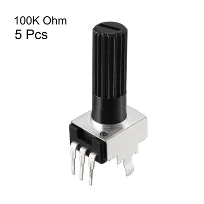 Harfington Uxcell 5Stück Potentiometer 100K Ohm Varistor Single Kreis Kohleschicht Kegel 18mm Wellenlänge