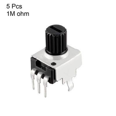 Harfington Uxcell Carbon Film Potentiometer 1M Ohm Variable Resistors Single Turn Rotary, 5pcs