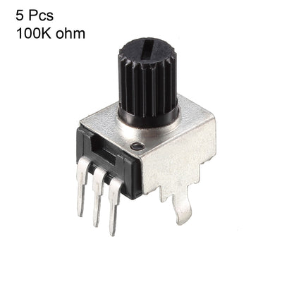 Harfington Uxcell 5Stück Kohleschicht Kegel Potentiometer 100K Ohm Varistor Single Kreis 3 Anschlüsse