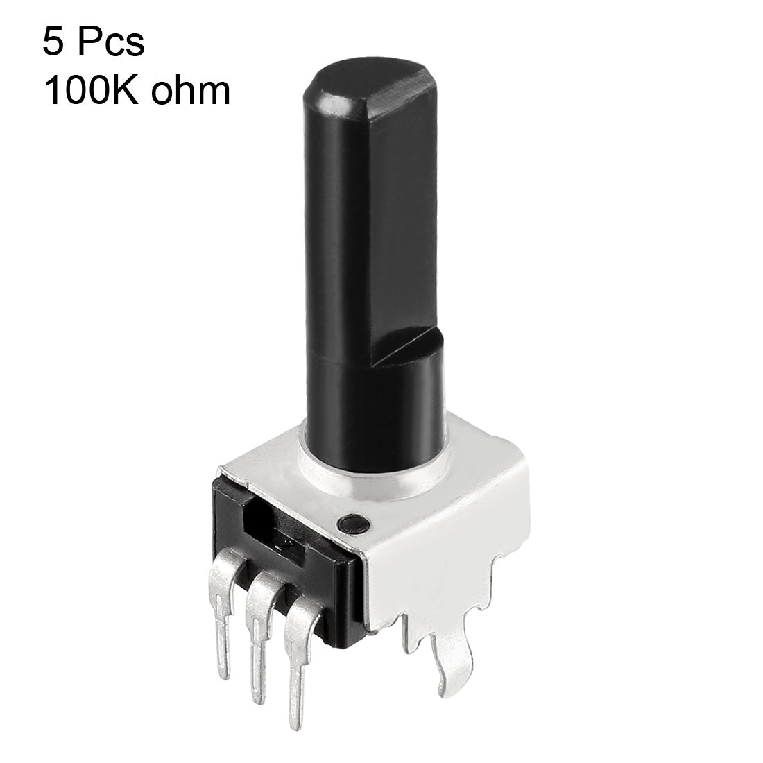 uxcell Uxcell Carbon Film Potentiometer 100K Ohm Variable Resistors Single Turn Rotary Half Shaft D type Design 5pcs