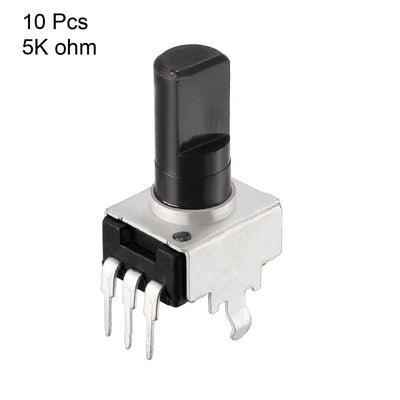 Harfington Uxcell Carbon Film Potentiometer, 5K Ohm Variable Resistors Single Turn Rotary Half Shaft Design 10pcs