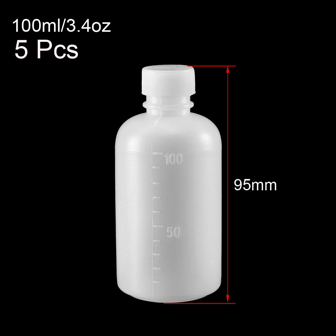 uxcell Uxcell Plastic Lab Chemical Reagent Bottle 100ml/3.4oz Small Mouth Sample Sealing Liquid Storage Container 5pcs