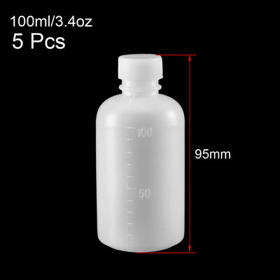 Harfington Uxcell Plastic Lab Chemical Reagent Bottle 100ml/3.4oz Small Mouth Sample Sealing Liquid Storage Container 5pcs