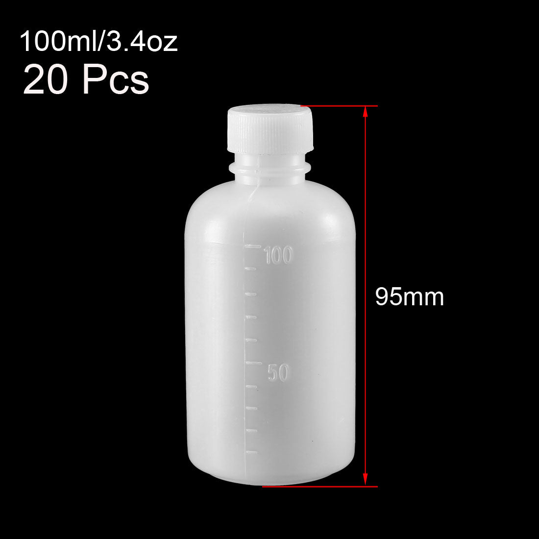 uxcell Uxcell Plastic Lab Chemical Reagent Bottle 100ml/3.4oz Small Mouth Sample Sealing Liquid Storage Container 20pcs