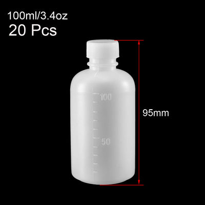 Harfington Uxcell Plastic Lab Chemical Reagent Bottle 100ml/3.4oz Small Mouth Sample Sealing Liquid Storage Container 20pcs