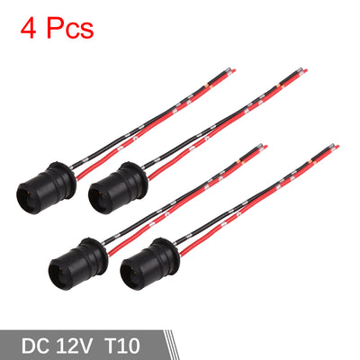 Harfington Uxcell DC 12V T10 Car Light Socket Plug Bulb Wire Harness Extension Connector 4pcs