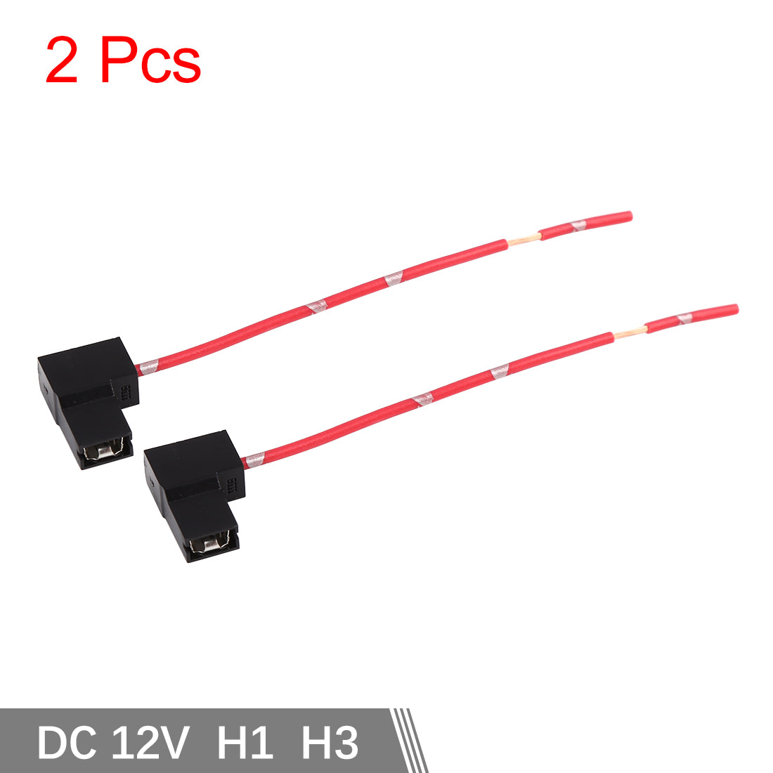 uxcell Uxcell DC 12V H1 H3 Car Light Socket Headlight Wire Harness Connector Adapter 2pcs