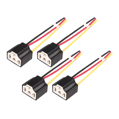 Harfington Uxcell DC 12V H4 Car Light Socket Female Ceramic Headlight Wire Harness Connector 4pcs