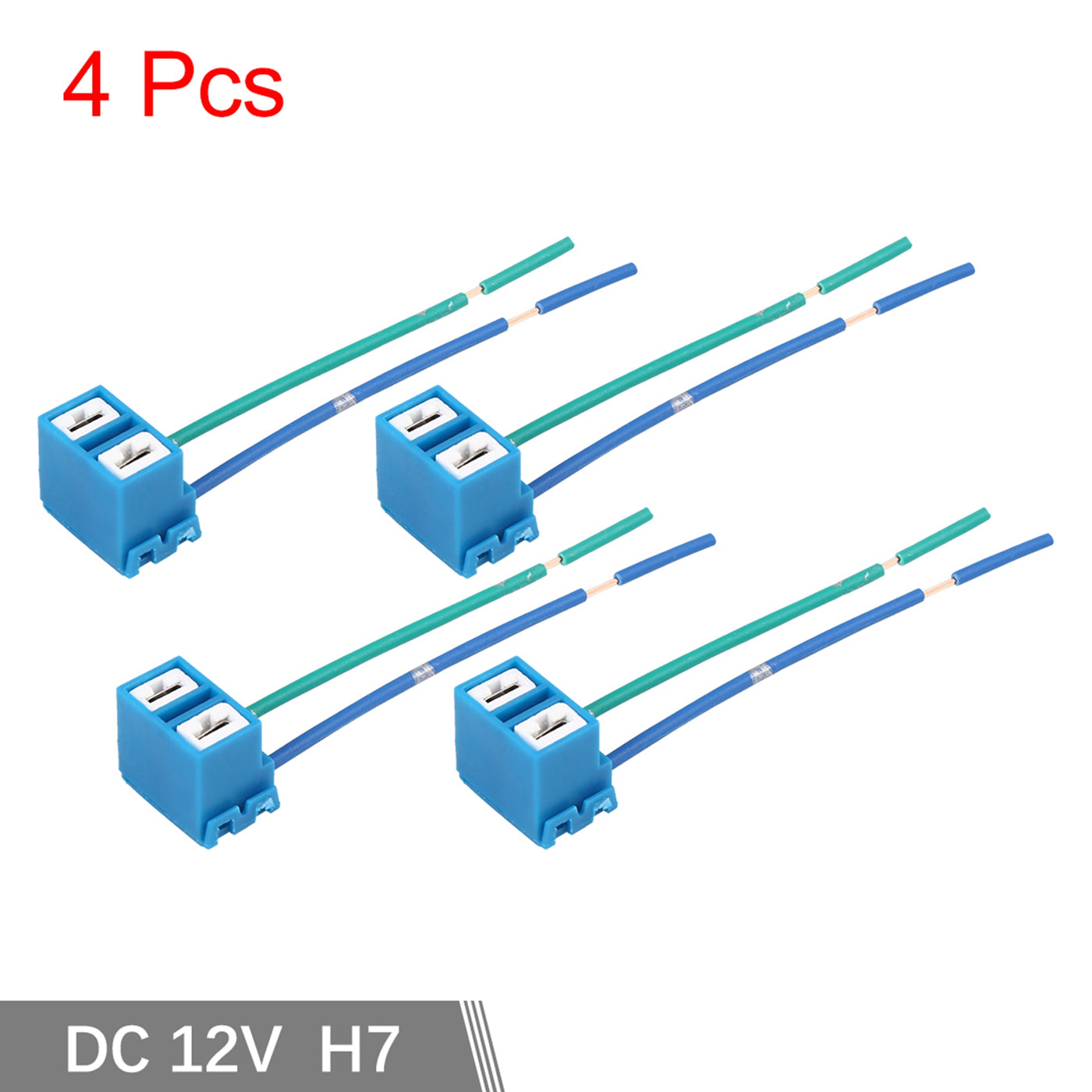 uxcell Uxcell DC 12V H7 Car Light Socket Female Ceramic Headlight Wire Harness Connector 4pcs