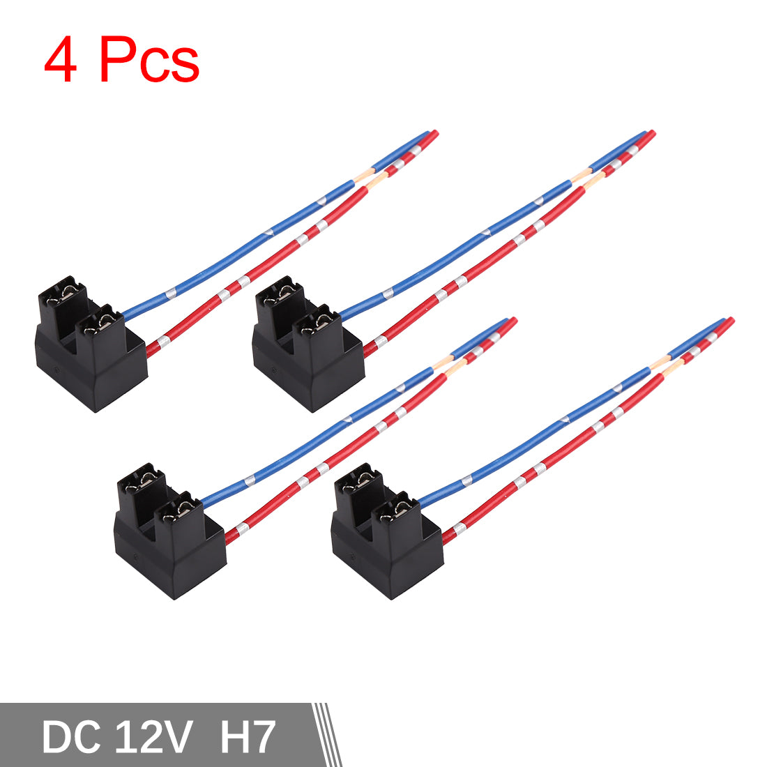 uxcell Uxcell DC 12V H7 Car Light Socket Headlight Wire Harness Extension Female Adapter 4pcs