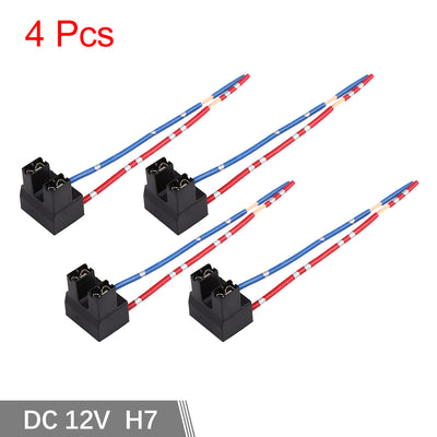 Harfington Uxcell DC 12V H7 Car Light Socket Headlight Wire Harness Extension Female Adapter 4pcs