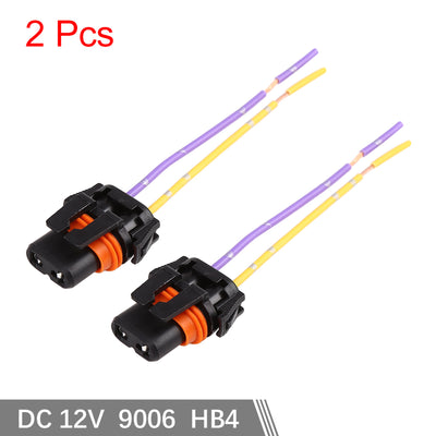 Harfington Uxcell 2pcs DC12V 9006 HB4 Female Bulb Adapter Wire Sockets Universal for Car Headlight Fog Light