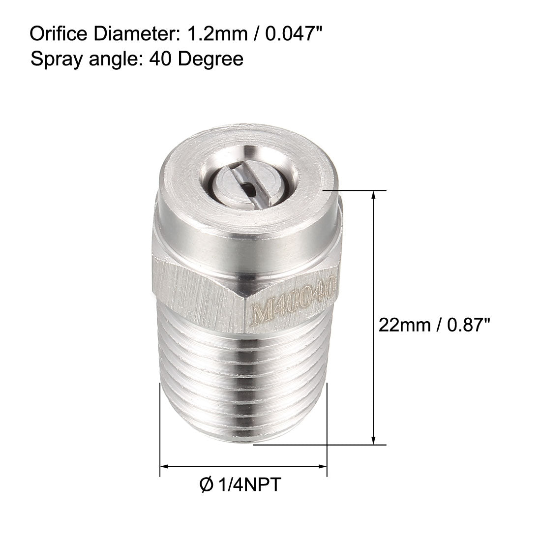 uxcell Uxcell Pressure Washer   Nozzle, 1/4NPT Thread Spray Tip (40 Degree, 1.2mm Orifice Diameter)