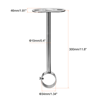 Harfington Uxcell Ceiling-Mount Bracket, Wardrobe Pipe Bracket, 32mm Dia, Shower Curtain Closet Wardrobe Rod Lever Support Holder Pipe Flange Socket 2pcs(300mm Height )