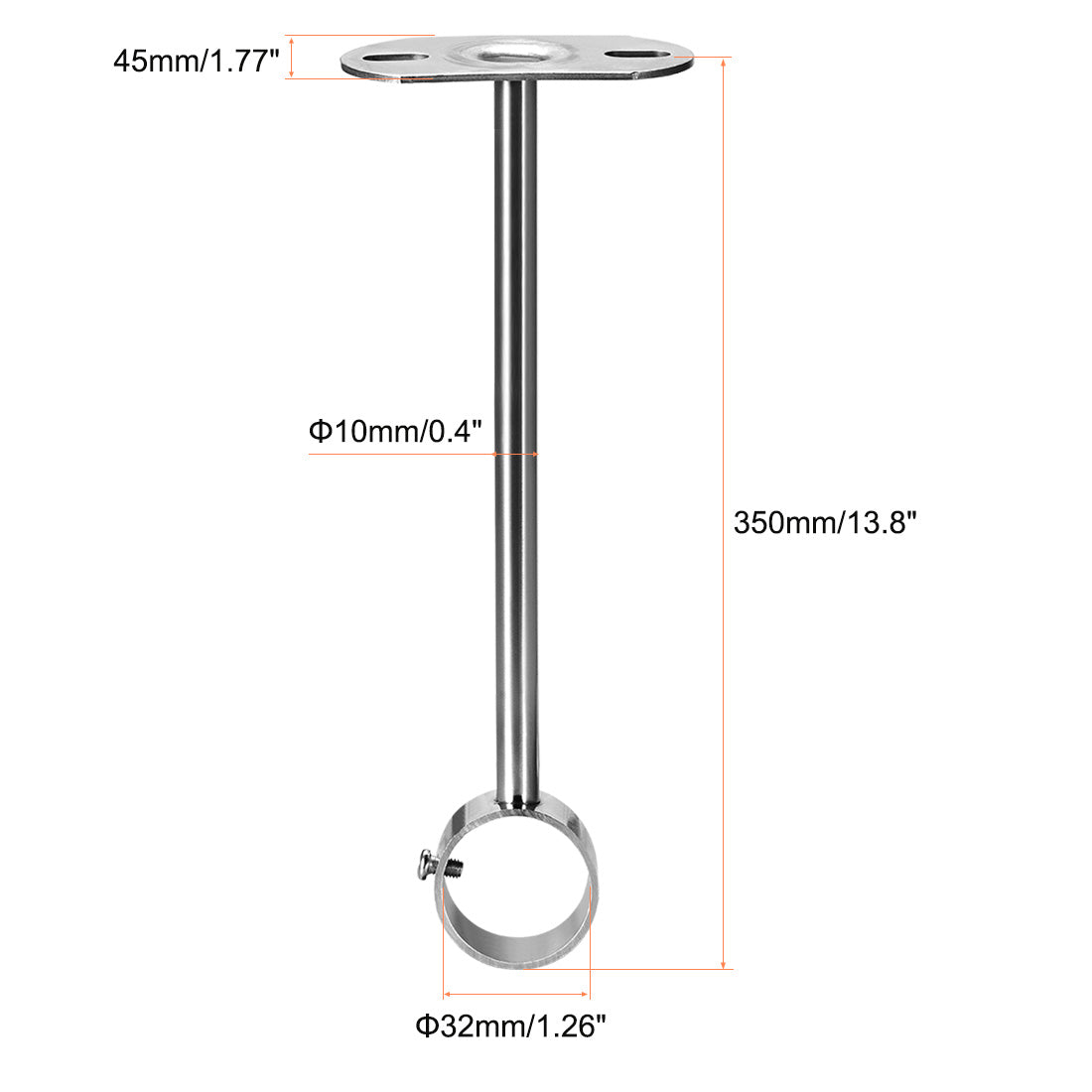 uxcell Uxcell Ceiling-Mount Bracket, Wardrobe Pipe Bracket, 32mm Dia, Shower Curtain Closet Wardrobe Rod Lever Support Holder Pipe Flange Socket 2pcs(350mm Height )