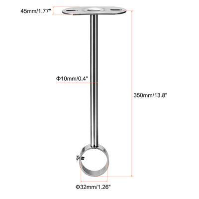 Harfington Uxcell Ceiling-Mount Bracket, Wardrobe Pipe Bracket, 32mm Dia, Shower Curtain Closet Wardrobe Rod Lever Support Holder Pipe Flange Socket 2pcs(350mm Height )