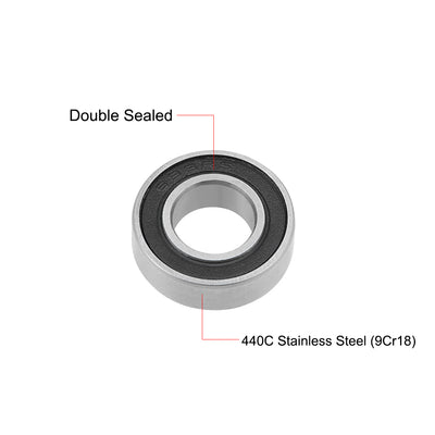 Harfington Uxcell S688-2RS Stainless Steel Ball Bearing 8x16x5mm Sealed 688-2RS Bearings 2pcs