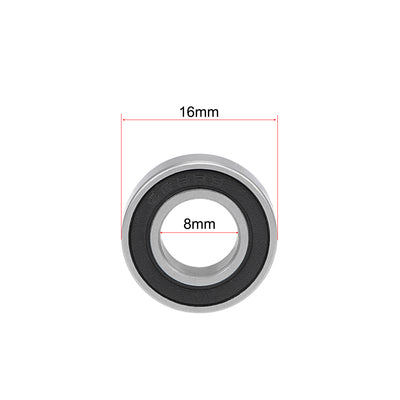 Harfington Uxcell S688-2RS Stainless Steel Ball Bearing 8x16x5mm Sealed 688-2RS Bearings 2pcs