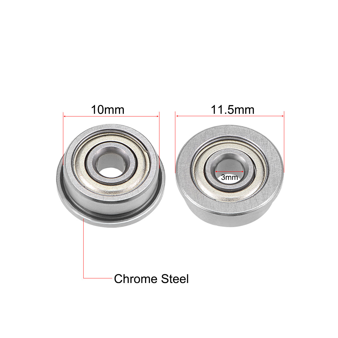 uxcell Uxcell Flange Deep Groove Ball Bearings Double Shielded Chrome Steel