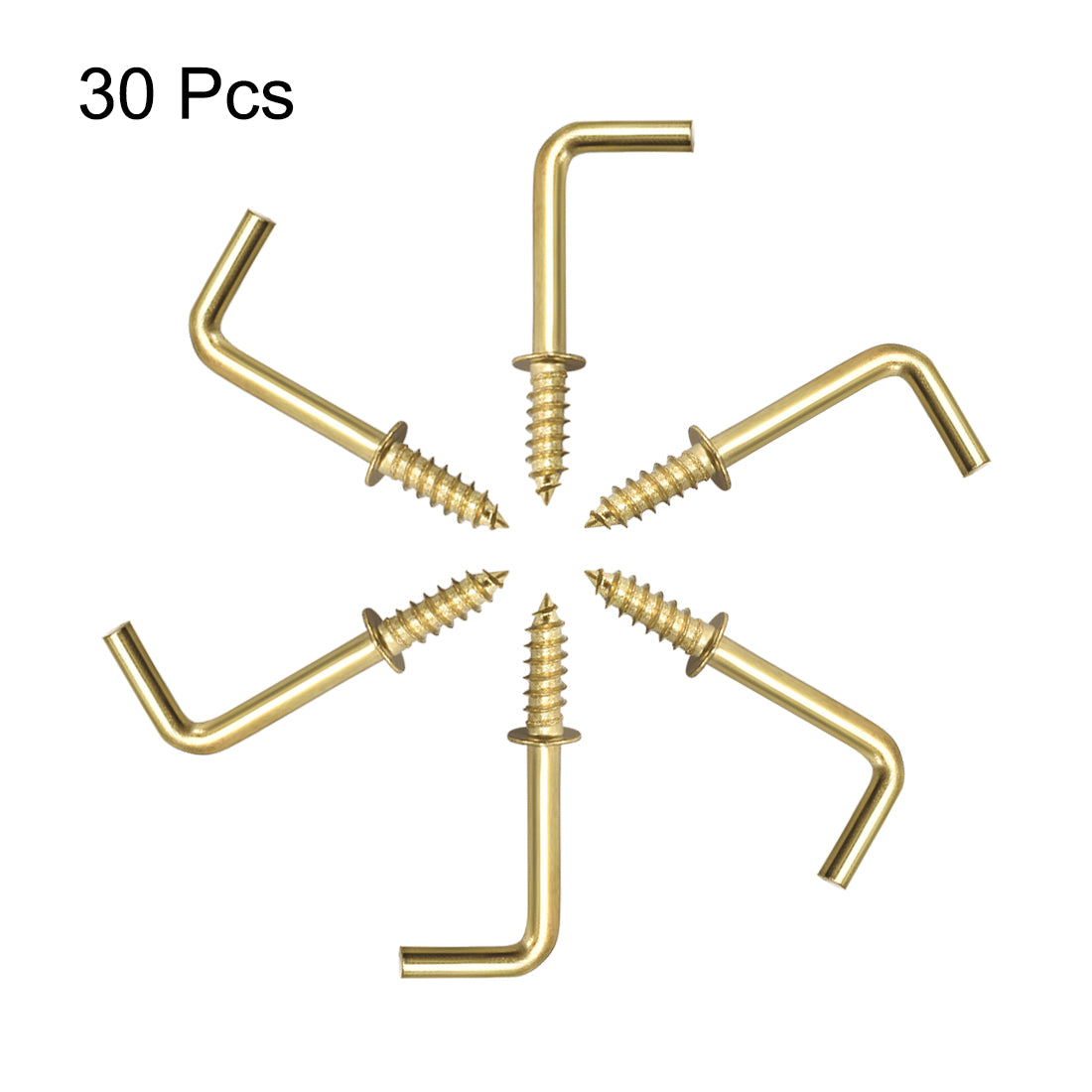 uxcell Uxcell 30 Stk. Schraubhaken Deckenhaken Selbstschneidend Einschrauben Haken mit Platte Golden 1"