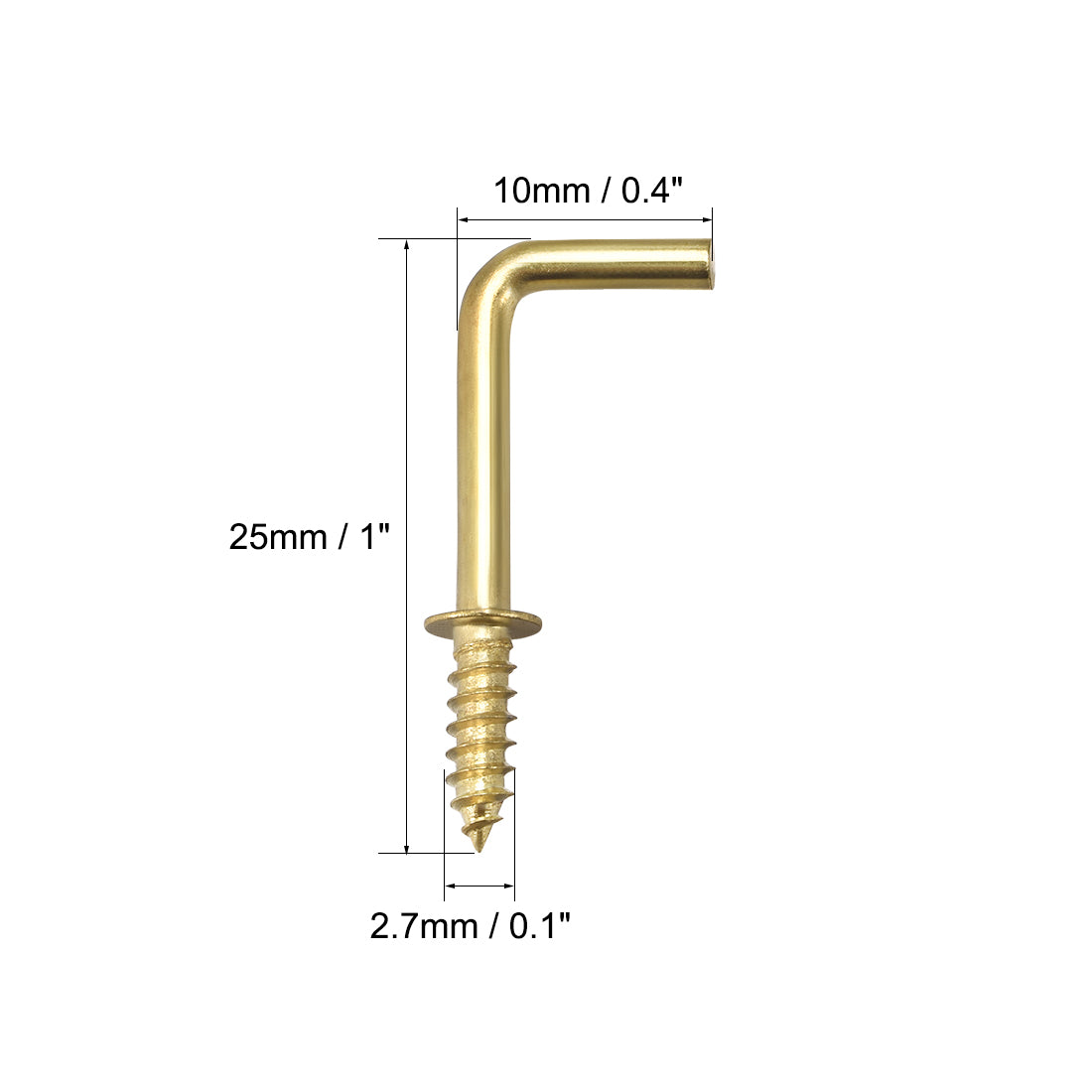 uxcell Uxcell 1" Screw Eye Hooks Self Tapping Screws Screw-in Hanger Hooks with Plate Golden 40pcs