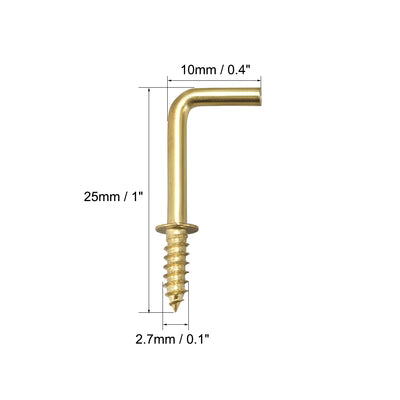 Harfington Uxcell 1" Screw Eye Hooks Self Tapping Screws Screw-in Hanger Hooks with Plate Golden 40pcs