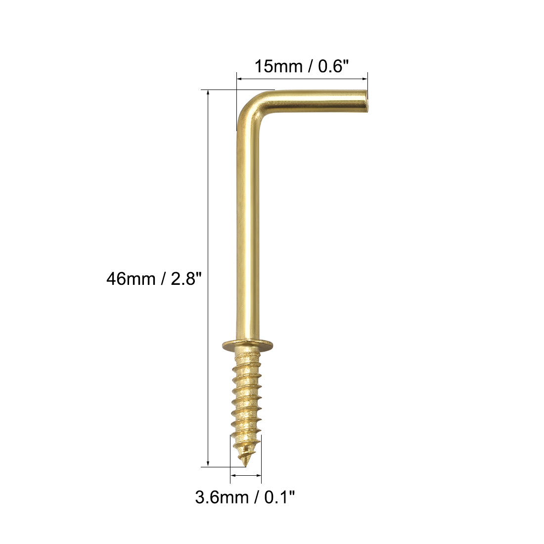 uxcell Uxcell 20 Stk. Schraubhaken Deckenhaken Selbstschneidend Einschrauben Haken mit Platte Golden 1,8"