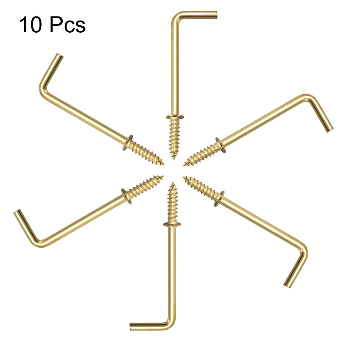 uxcell Uxcell 2.8" Screw Eye Hooks Self Tapping Screws Screw-in Hanger Hooks with Plate Golden 10pcs