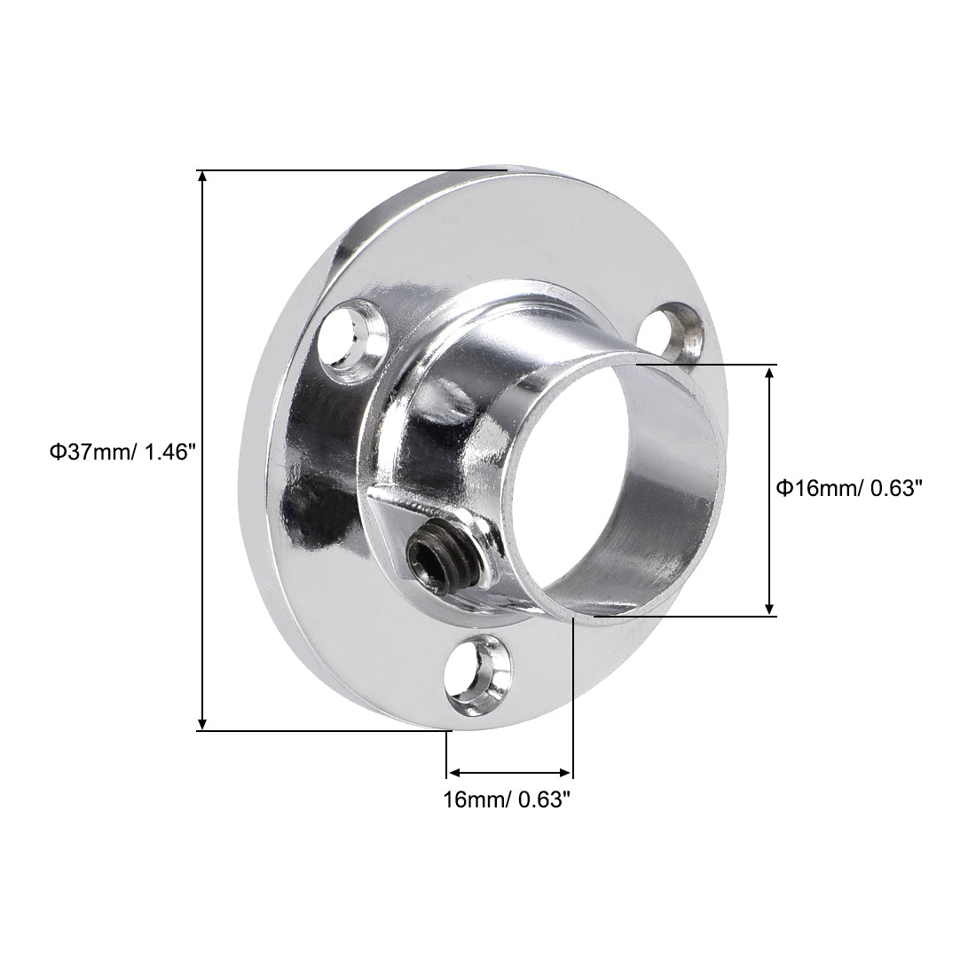 uxcell Uxcell Closet Wardrobe Rod Flange,16mm/0.63inch Dia, Socket Bracket Support Holder for Pipe 2Pcs