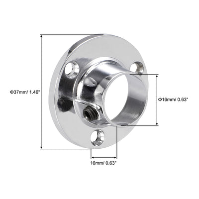 Harfington Uxcell Closet Wardrobe Rod Flange,16mm/0.63inch Dia, Socket Bracket Support Holder for Pipe 2Pcs