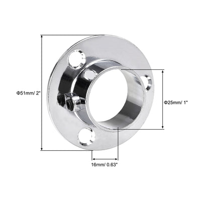 Harfington Uxcell Closet Wardrobe Rod Flange 25mm/1inch Dia Socket Bracket Support Holder for Pipe 2Pcs