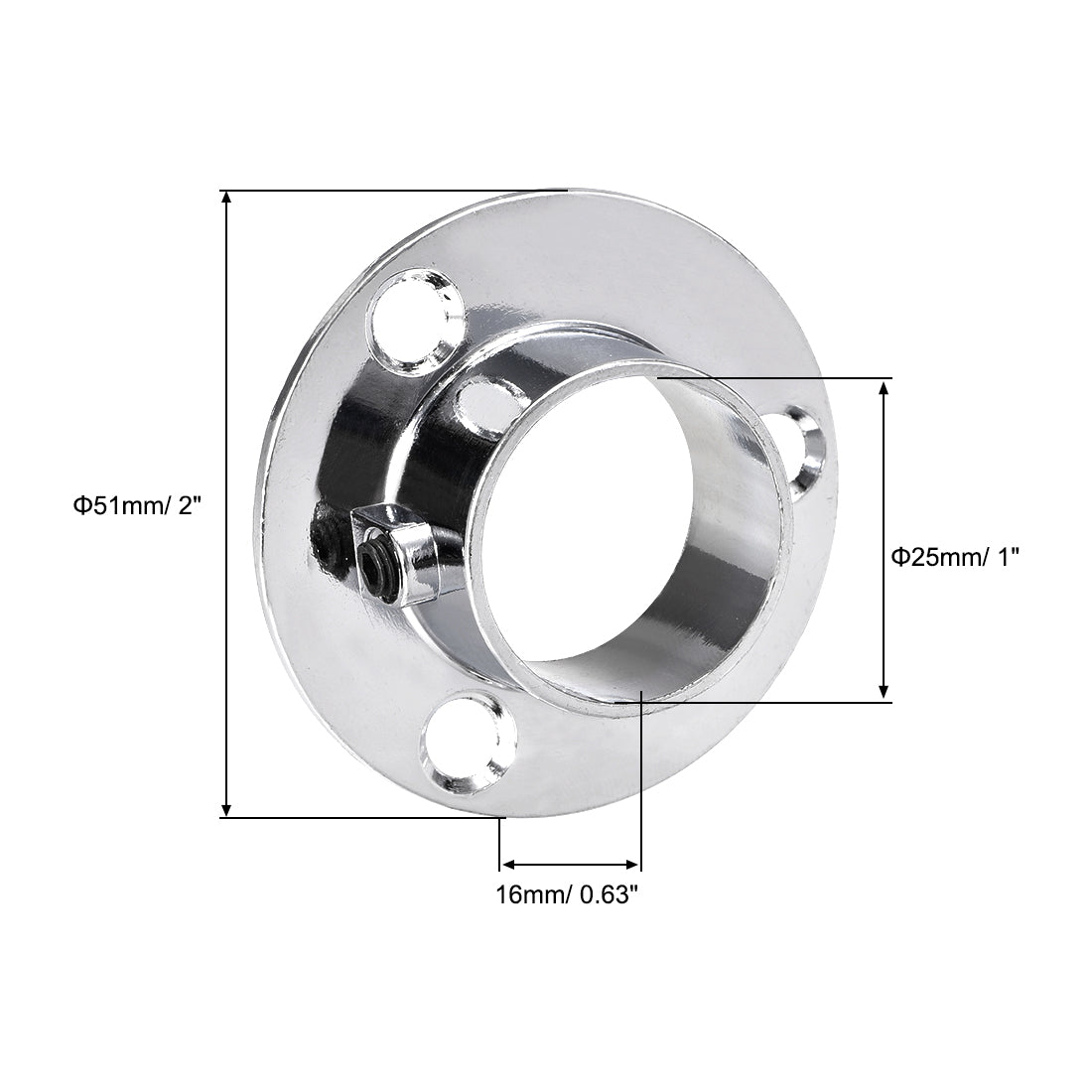 uxcell Uxcell Closet Wardrobe Rod Flange 1inch Dia Socket Bracket Support Holder for Pipe 4 Pcs