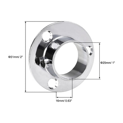 Harfington Uxcell Closet Wardrobe Rod Flange 1inch Dia Socket Bracket Support Holder for Pipe 4 Pcs