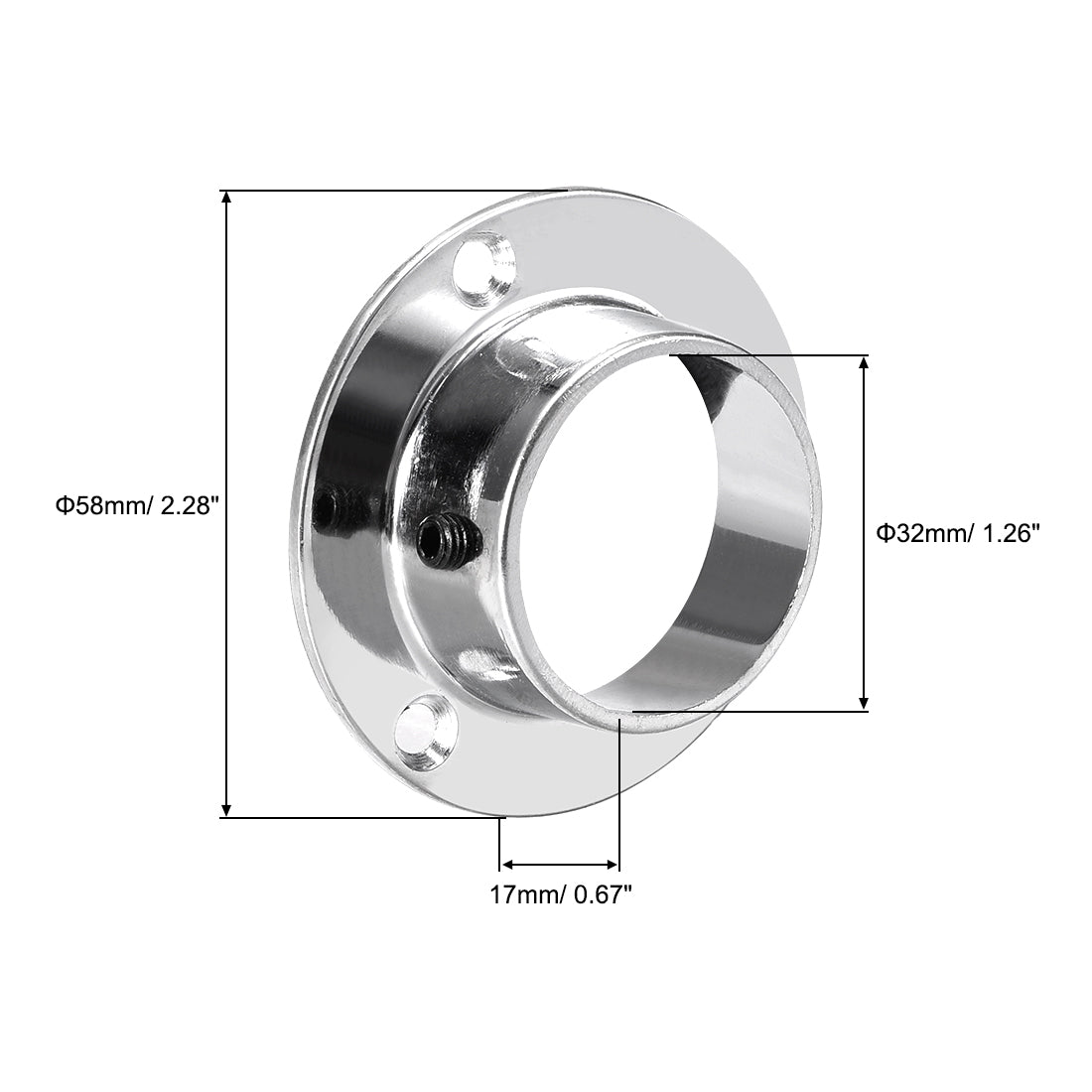 uxcell Uxcell Closet Wardrobe Rod Flange,32mm/1.26inch Dia, Socket Bracket Support Holder for Pipe 4Pcs