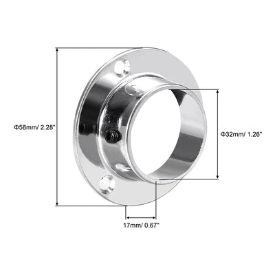 Harfington Uxcell Closet Wardrobe Rod Flange,32mm/1.26inch Dia, Socket Bracket Support Holder for Pipe 4Pcs