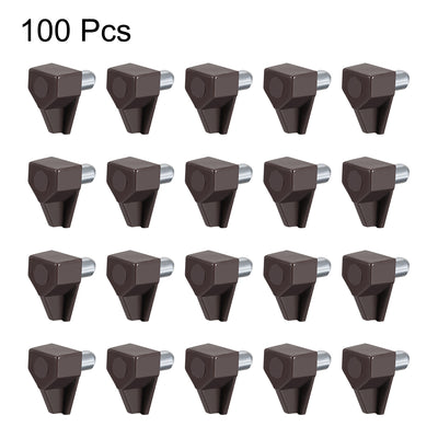 Harfington Uxcell 100pcs Plastic Shelf Support Pegs,5mm Cabinet Shelf Clips,Shelf Hoder Steel Pin Peg,Brown Bracket Style,for Kitchen Furniture Book Shelves Supplies