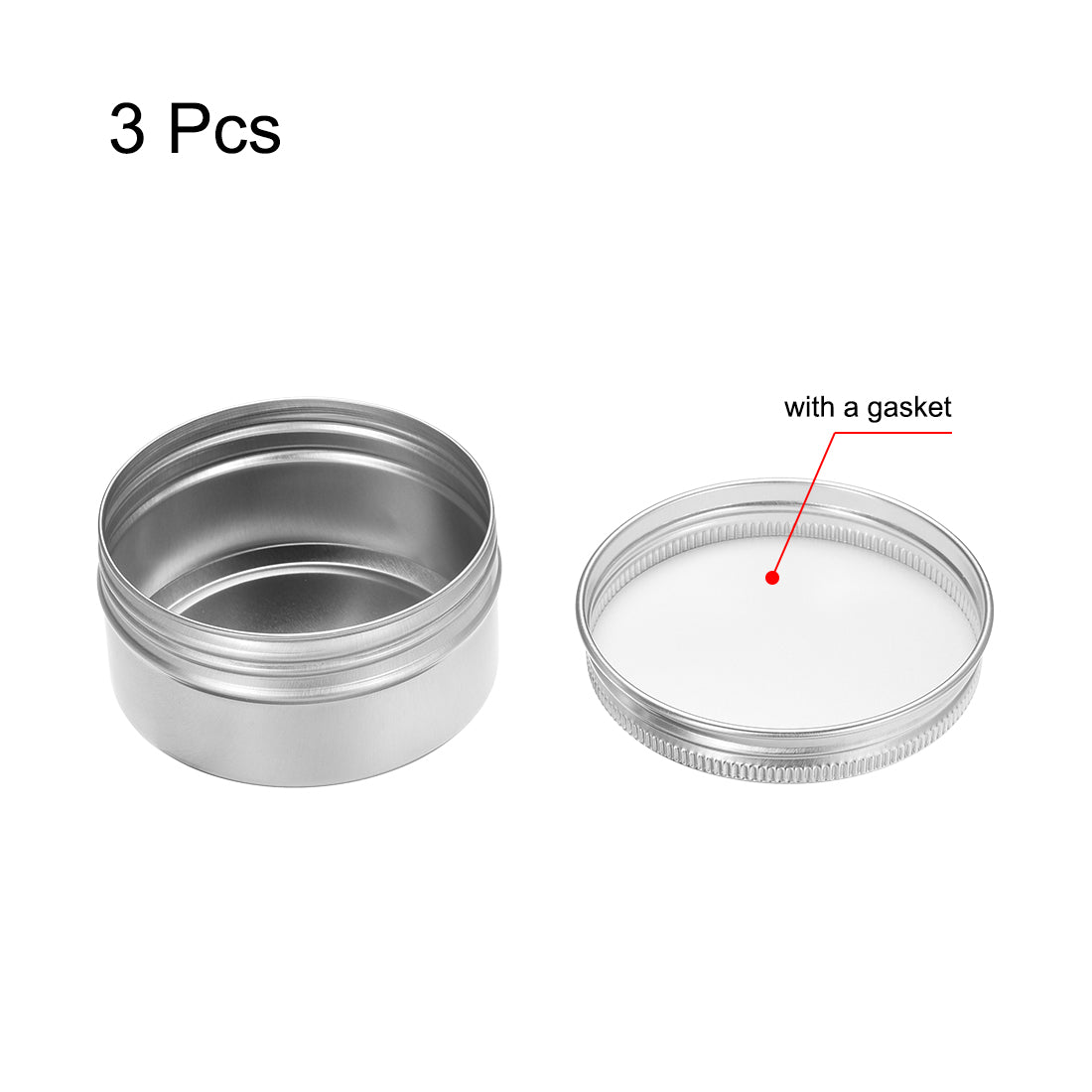 uxcell Uxcell 2.7 oz Round Aluminum Cans Tin Can Screw Top Metal Lid Containers 80ml, 3pcs