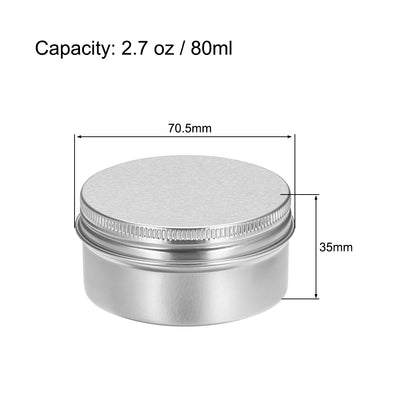 Harfington Uxcell 6 Stk. Metalldose Runde Aluminium Dosen Blechdose Schraubverschluss 2,7 oz 80ml