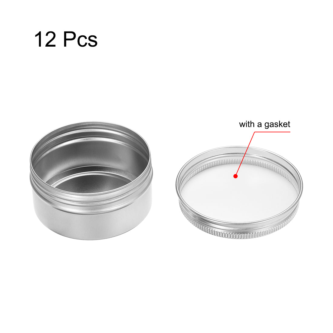 uxcell Uxcell 2.7 oz Round Aluminum Cans Tin Can Screw Top Metal Lid Containers 80ml, 12pcs